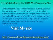 New Website Promotion | DM Web Promotions Tips