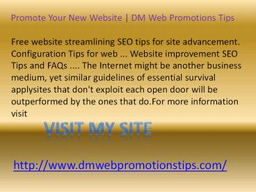 Promote Your New Website | DM Web Promotions Tips