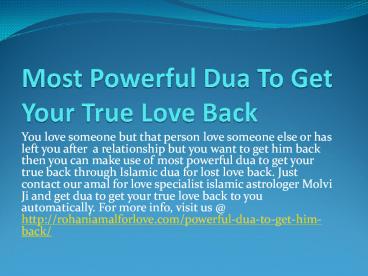 Most Powerful Dua To Get Your True Love Back
