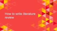 How To Write Literature Review