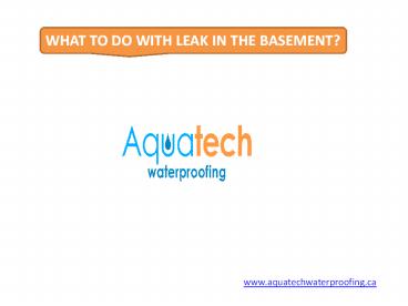 WHAT TO DO WITH LEAK IN THE BASEMENT