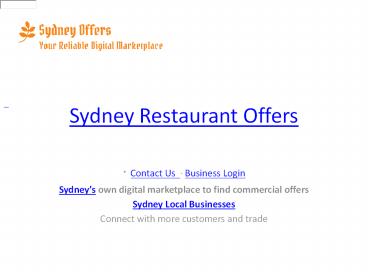 Sydney Restaurant Offers (1)