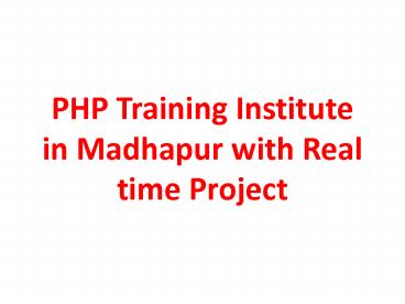 PHP Institute in Madhapur | PHP Course in Madhapur