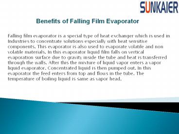 Benefits of Falling Film Evaporator