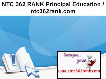 NTC 362 RANK Principal Education / ntc362rank.com