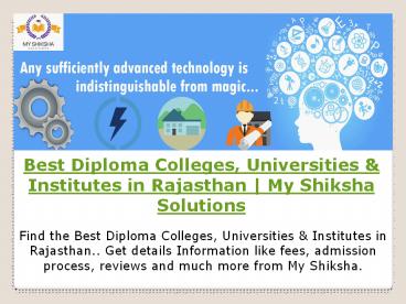 Best Diploma Colleges, Universities & Institutes in Rajasthan | My Shiksha Solutions