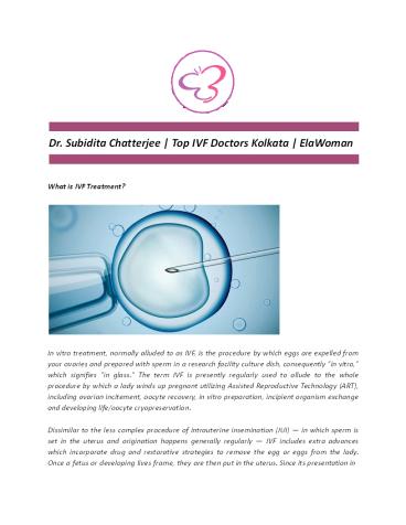Dr. Subidita Chatterjee | Top IVF Doctors Kolkata | ElaWoman