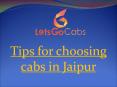Tips For Choosing Cabs in Jaipur PowerPoint PPT Presentation