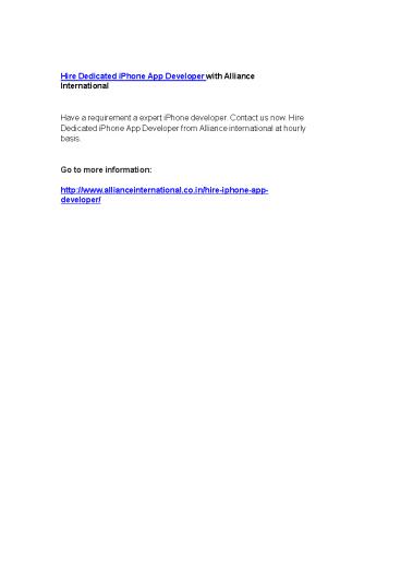 Hire Dedicated iPhone App Developer with Alliance International