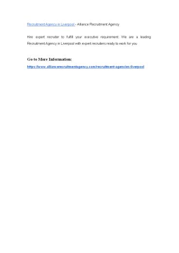 Recruitment Agency in Liverpool - Alliance Recruitment Agency