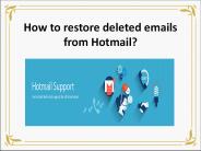 How to restore deleted emails from Hotmail?