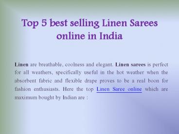 Top 5 best selling Linen Sarees online in India