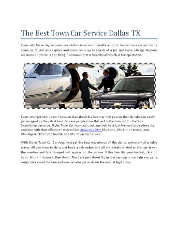 Airport Car Service Dfw | Limo Service Dallas TX