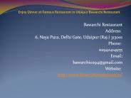 Enjoy Dinner at Famous Restaurant in Udaipur Bawarchi Restaurant