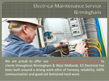 Electrical Maintenance Service in Birmingham