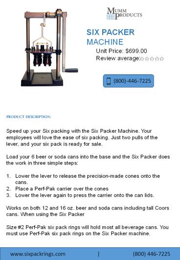 6 Packer Machine | One Year Warranty