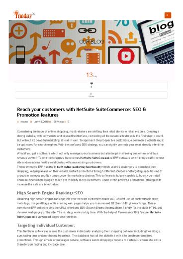 Reach your customers with NetSuite SuiteCommerce: SEO & Promotion features