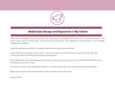 Meftal Spas Dosage and Regestrone 5 Mg Tablets