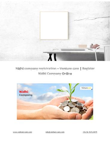 Nidhi company registration – Venture care | Register Nidhi Company Online