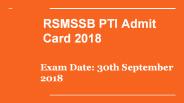 RSMSSB PTI Admit Card 2018
