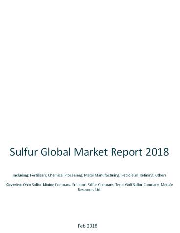 Sulfur Global Market Report 2018