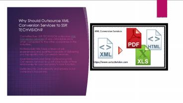 XML Conversion Services and Outsourcing | SSR TECHVISION