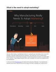 What is the need to adopt marketing?