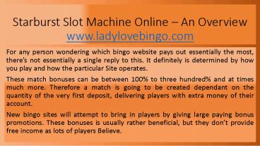 Starburst Slot Machine Online – An Overview