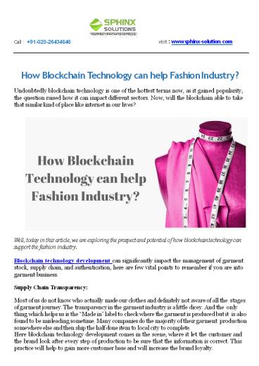 How Blockchain Technology can help Fashion Industry?