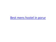 best mens hostel in porur