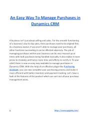An Easy Way To Manage Purchases in Dynamics CRM