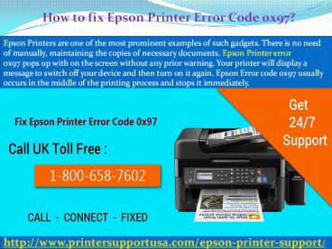 How To Fix Epson Printer Error Code 0x97?