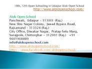 10th, 12th Open Schooling in Udaipur Alok Open School