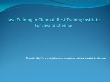 Java Training In Chennai- Best Training Institute For Java In Chennai