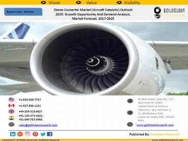 Ozone Converter Market (Aircraft Catalytic) Outlook  2025: Growth Opportunity And Demand Analysis,  Market Forecast, 2017-2025