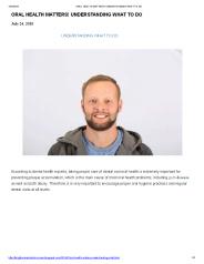 ORAL HEALTH MATTERS! UNDERSTANDING WHAT TO DO