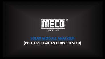 Mecoinst - Solar Module Analyzer