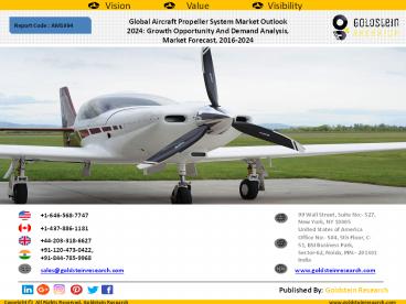 Global Aircraft Propeller System Market Outlook  2024: Growth Opportunity And Demand Analysis,  Market Forecast, 2016-2024