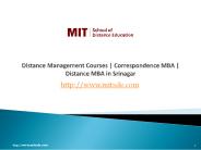 Distance Management Courses | Correspondence MBA | Distance MBA in Srinagar
