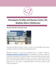 Parampara Fertility and Gynaec Centre | Dr. Radhika Meka |ElaWoman