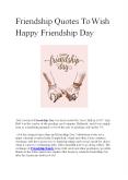 Friendship Quotes To Wish Happy Friendship Day PowerPoint PPT Presentation