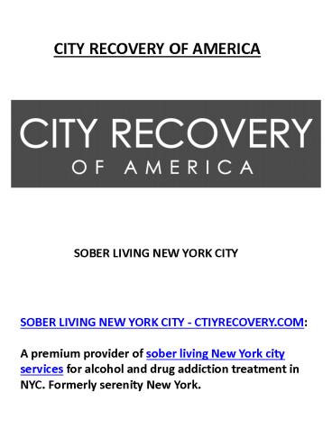 Sober Living In New York at City Recovery NYC