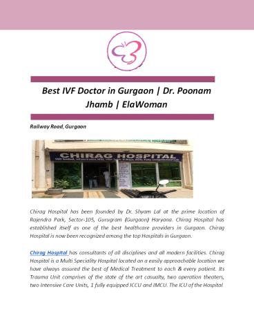 Best IVF Doctor in Gurgaon | Dr. Poonam Jhamb | ElaWoman