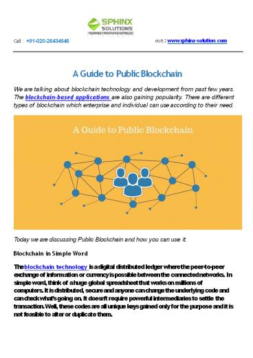 A Guide to Public Blockchain