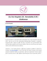 Ess Vee Hospital | Dr. Hemalatha A M | ElaWoman