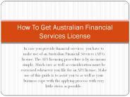 How To Get Australian Financial Services License