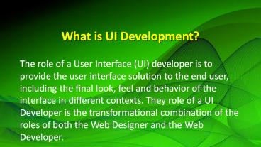 UI Development Online Training and Features