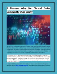 7 Reasons Why You Should Prefer Commodity Over Equity