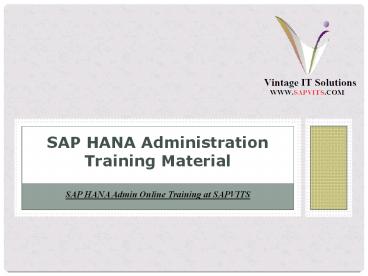 SAP HANA Administration Tutorial PPT