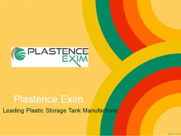 Plastic Storage Tank Manufacturer in India
